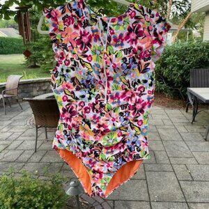 Anne Cole floral activewear swimsuit Size 14